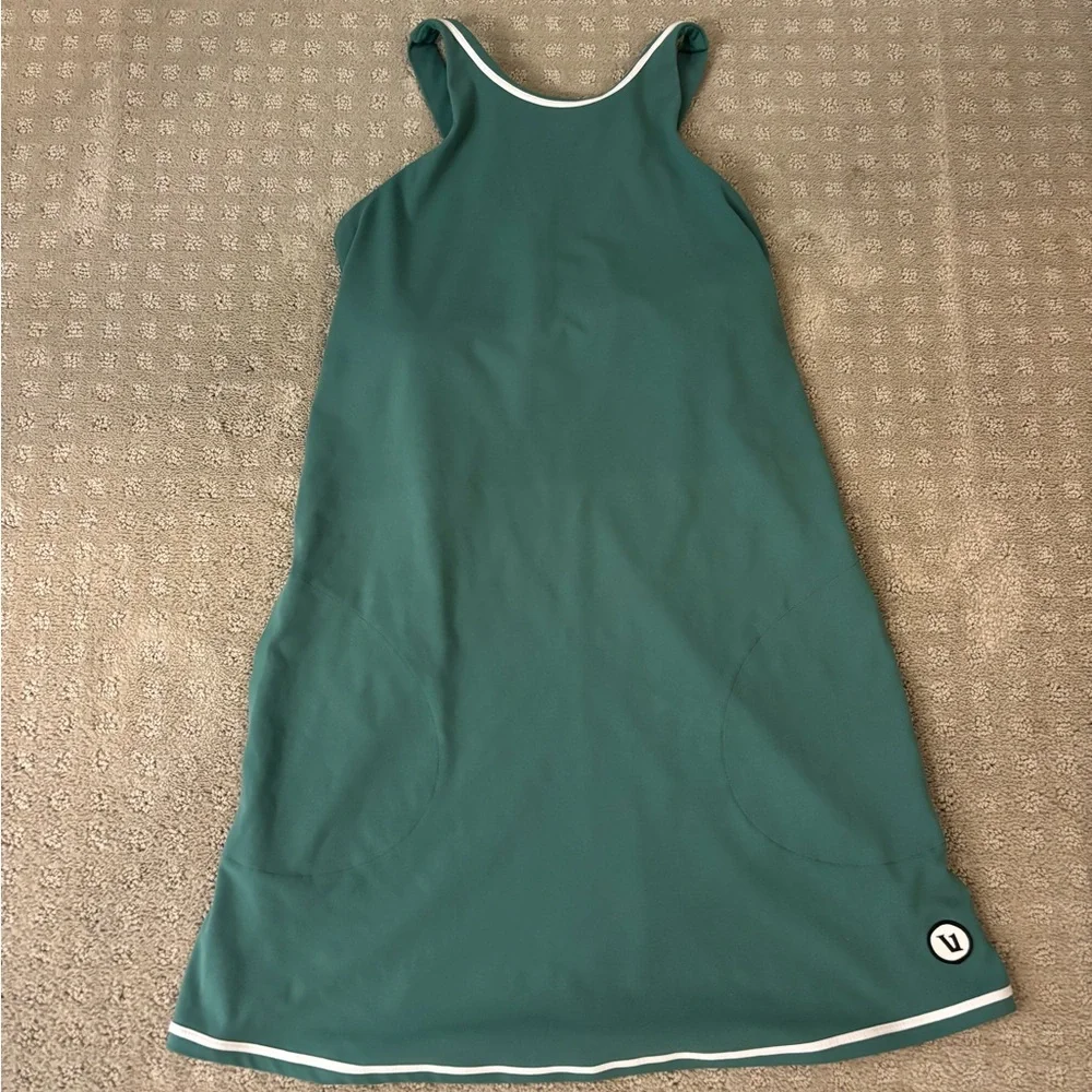 Vuori Green Tank Dress with White Trim - Picture 2 of 5